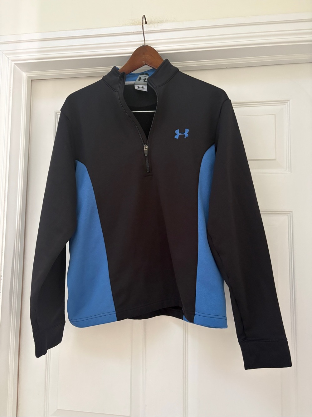 Under Armour Black with Blue Side Panels Quarter-Zip Pullover